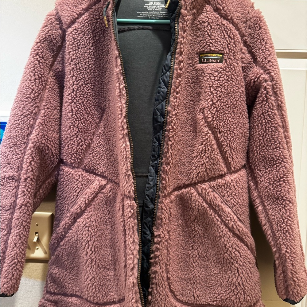 L.L. Bean Gray and Pink Fleece Jacket